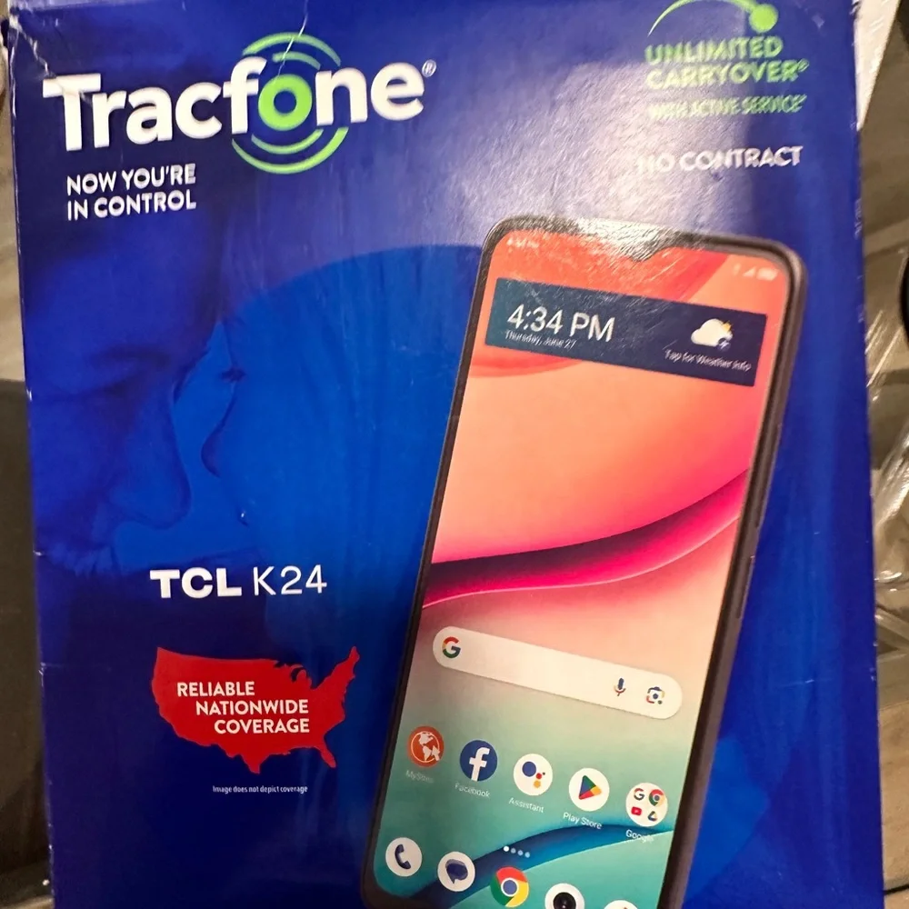 TCL Smartphone with Vibrant Display and Black Charger